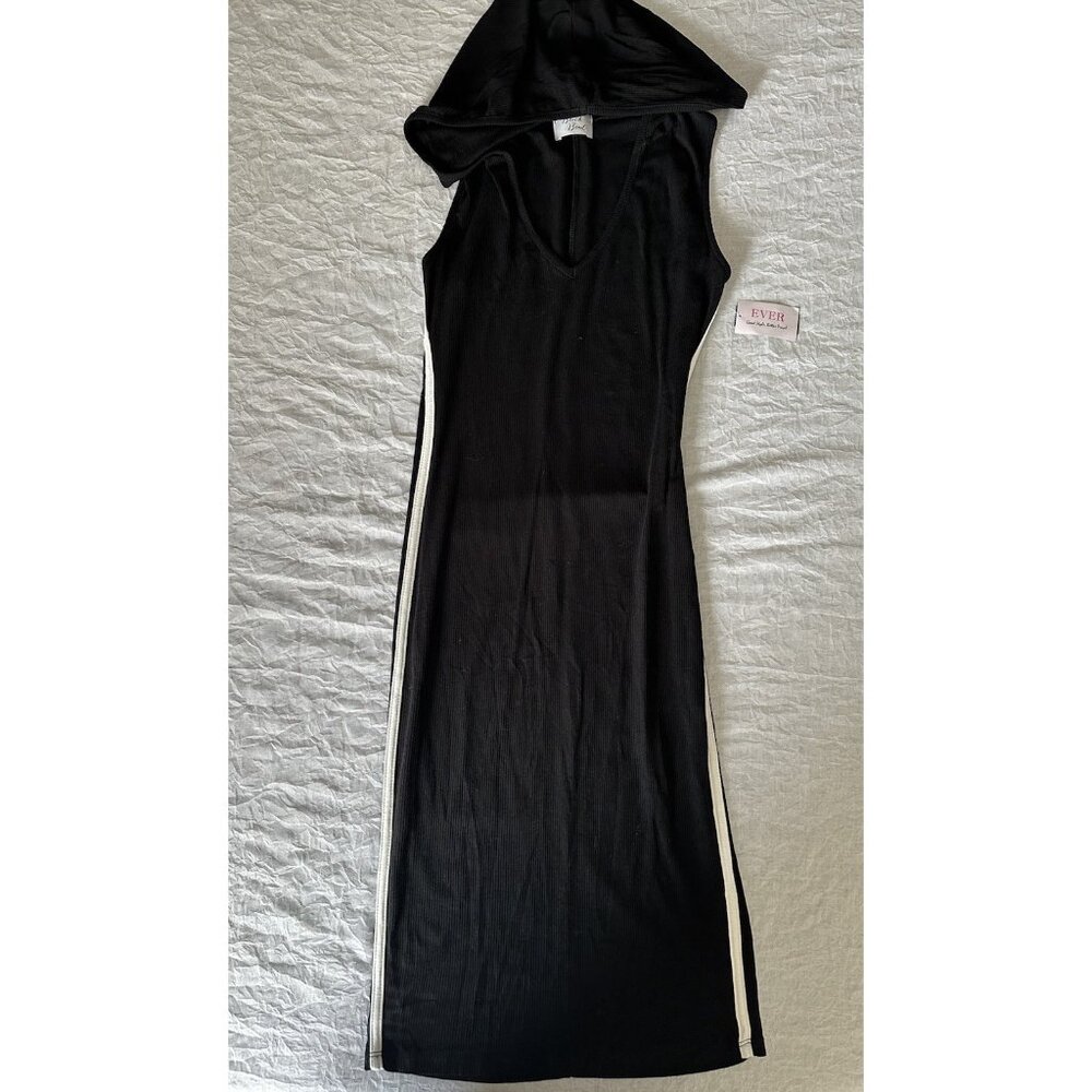 Ever Black Bead Women's Dress Size Large L Bodycon Midi Sleeveless Hooded Casual